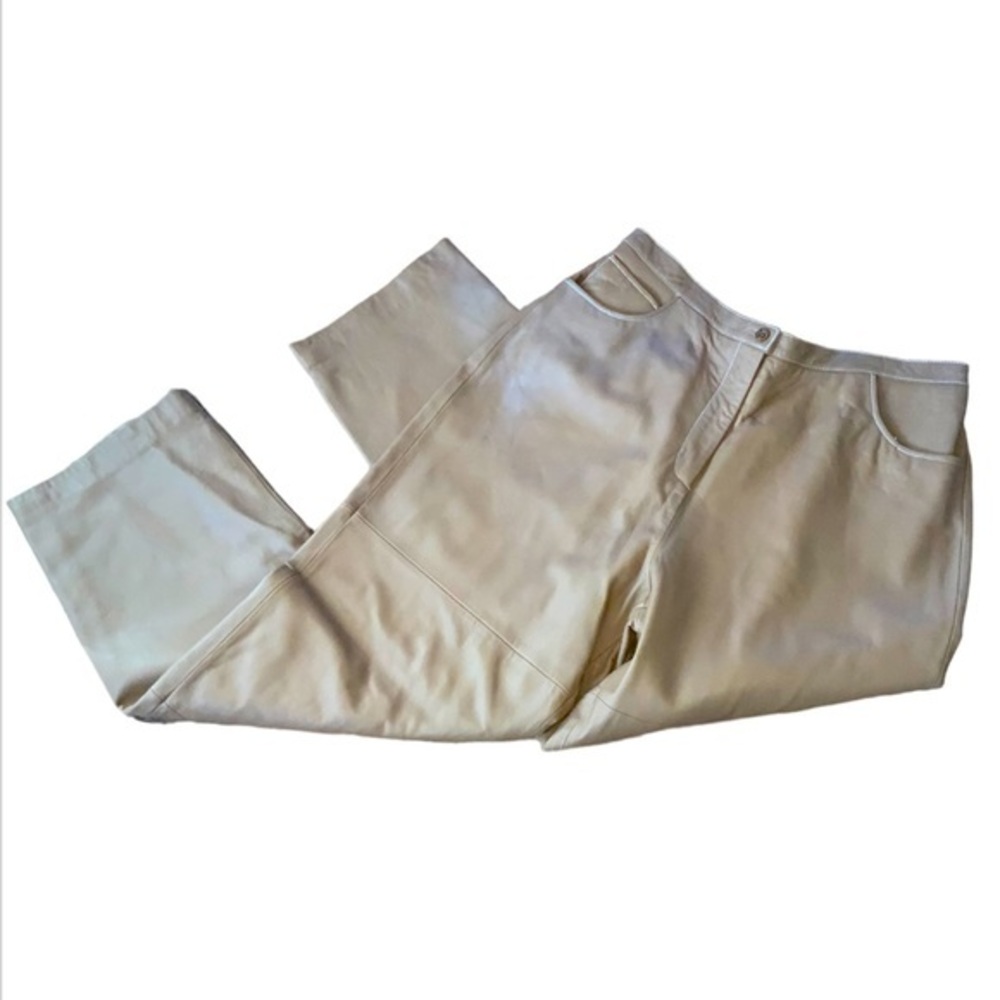 Pamela McCoy Collections NWT Camel Brown Genuine Leather Pants Size 1X